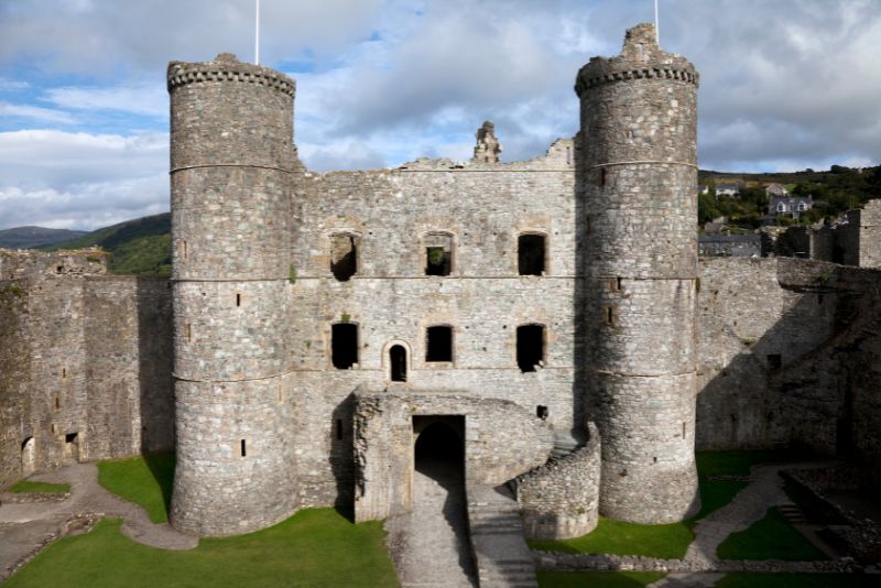 Front view of Harlech Castle in Wales