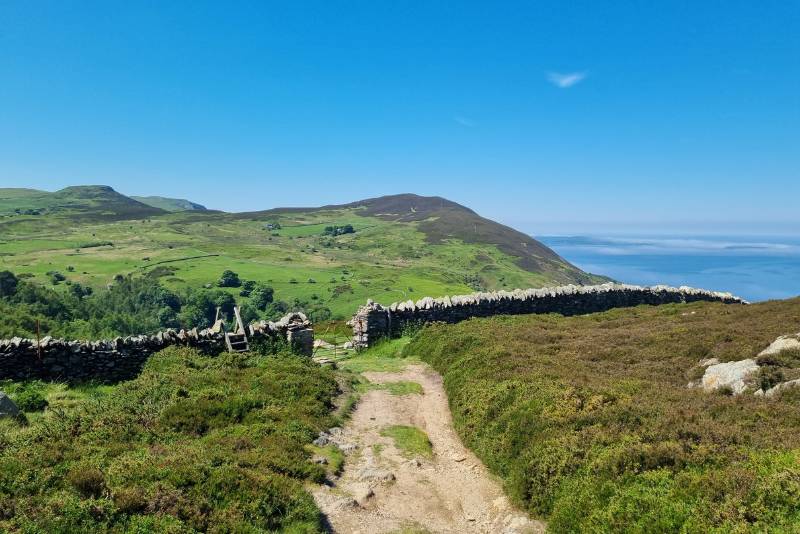 Landscape views from Tal Y Fan walking trail in North Wales